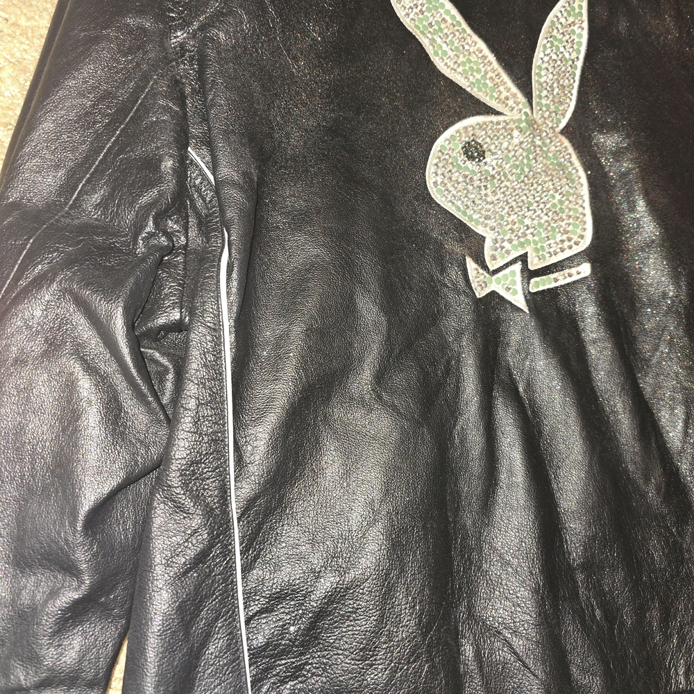 Playboy Black Leather Jacket Runs Small